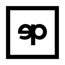Logo of Elliot Parker, 'ep' in square box